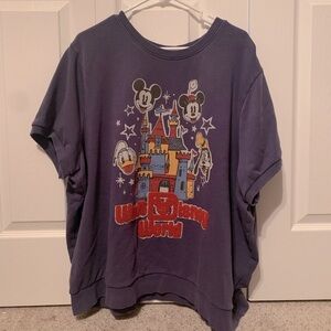 Walt Disney World Navy Blue Embroidered Top